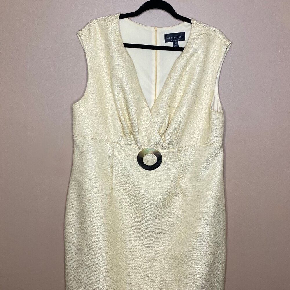 Corporate Baddie Office Siren Butter Yellow Sheath Dress w/ Shell Detailing
